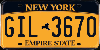 NY license plate GIL3670