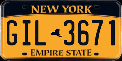NY license plate GIL3671
