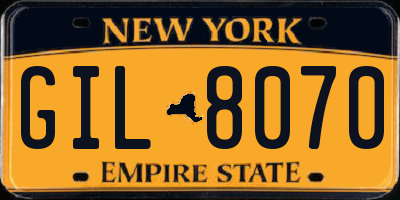 NY license plate GIL8070