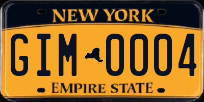 NY license plate GIM0004