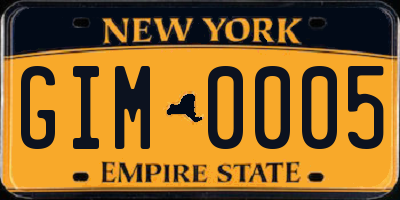 NY license plate GIM0005
