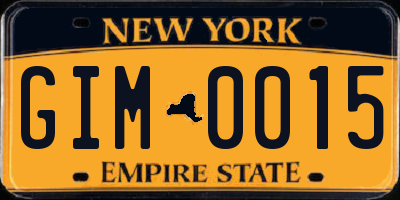 NY license plate GIM0015