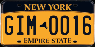 NY license plate GIM0016