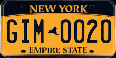 NY license plate GIM0020