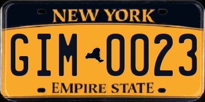 NY license plate GIM0023
