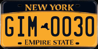 NY license plate GIM0030