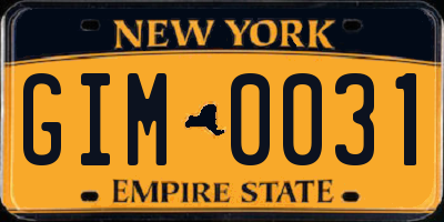 NY license plate GIM0031