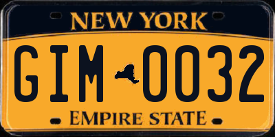 NY license plate GIM0032