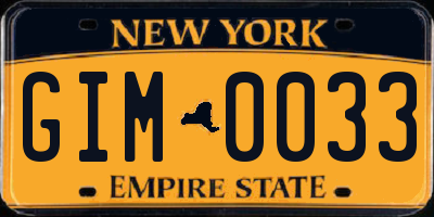NY license plate GIM0033