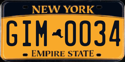 NY license plate GIM0034