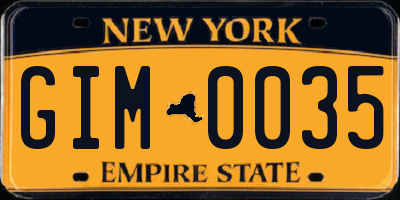 NY license plate GIM0035