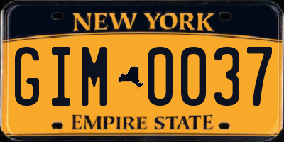 NY license plate GIM0037