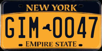 NY license plate GIM0047
