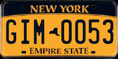 NY license plate GIM0053
