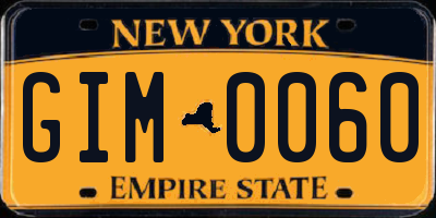 NY license plate GIM0060
