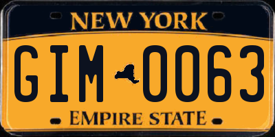 NY license plate GIM0063