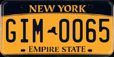 NY license plate GIM0065