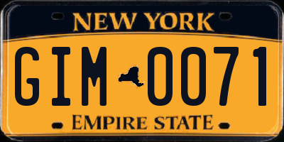 NY license plate GIM0071