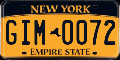 NY license plate GIM0072