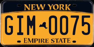 NY license plate GIM0075