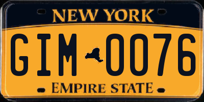NY license plate GIM0076