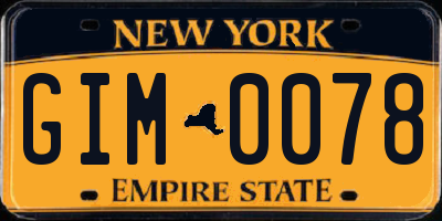 NY license plate GIM0078