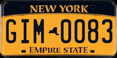 NY license plate GIM0083
