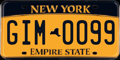 NY license plate GIM0099