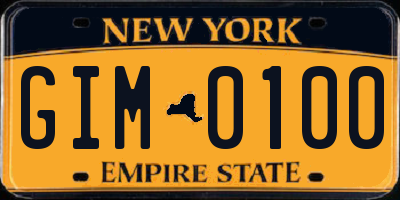 NY license plate GIM0100
