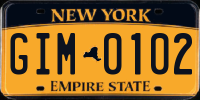 NY license plate GIM0102