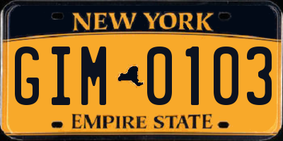NY license plate GIM0103