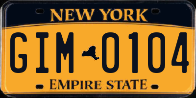 NY license plate GIM0104