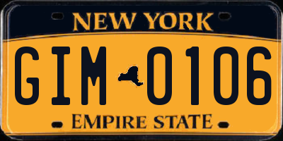NY license plate GIM0106