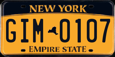NY license plate GIM0107