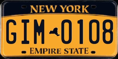 NY license plate GIM0108