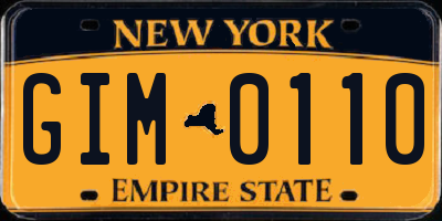 NY license plate GIM0110