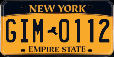 NY license plate GIM0112