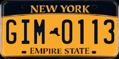 NY license plate GIM0113