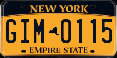 NY license plate GIM0115