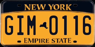 NY license plate GIM0116