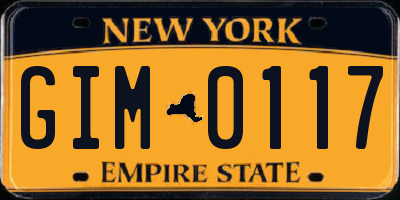 NY license plate GIM0117