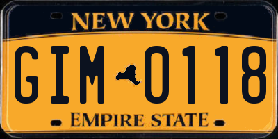 NY license plate GIM0118