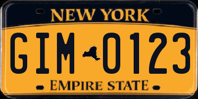 NY license plate GIM0123