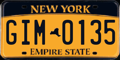NY license plate GIM0135