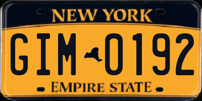NY license plate GIM0192