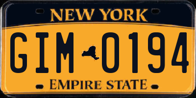 NY license plate GIM0194