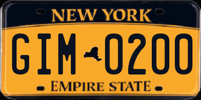 NY license plate GIM0200