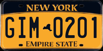 NY license plate GIM0201