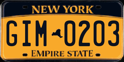 NY license plate GIM0203