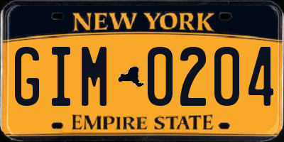 NY license plate GIM0204